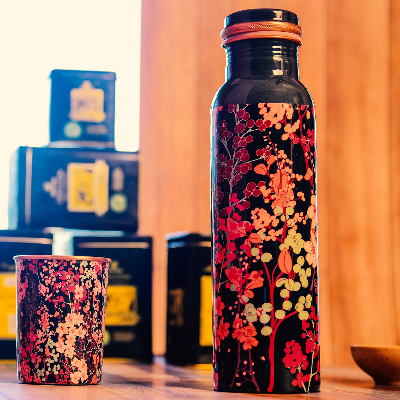 'Florally Yours' Printed Copper Bottle