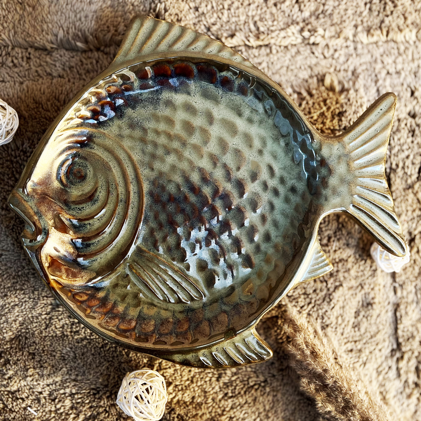 Green Fish Handmade Ceramic Platter