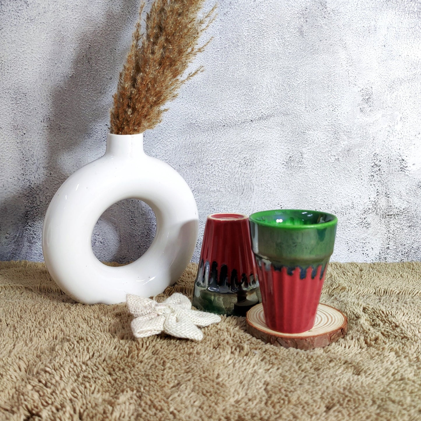 Double Shade Handicraft Traditional Ceramic Chai Glass (Set of Two)