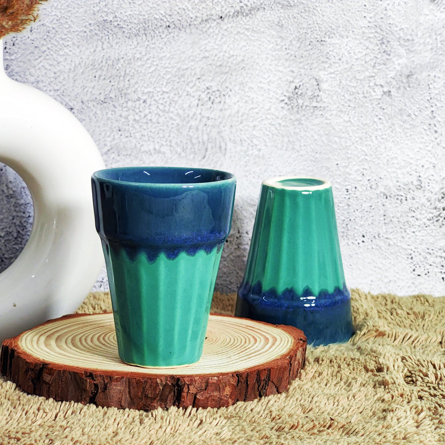 Handicraft Traditional Ceramic Cutting Chai Glass (Set of Two)