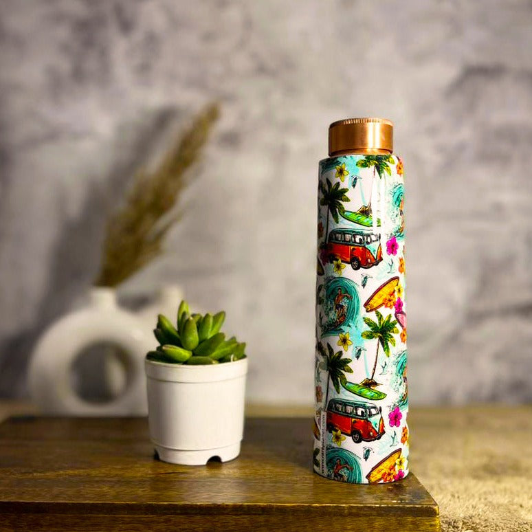 Goa Printed White Copper Bottle