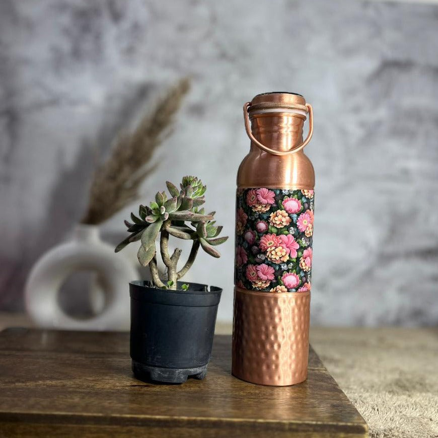 The Purple Flowers Print Copper Bottle