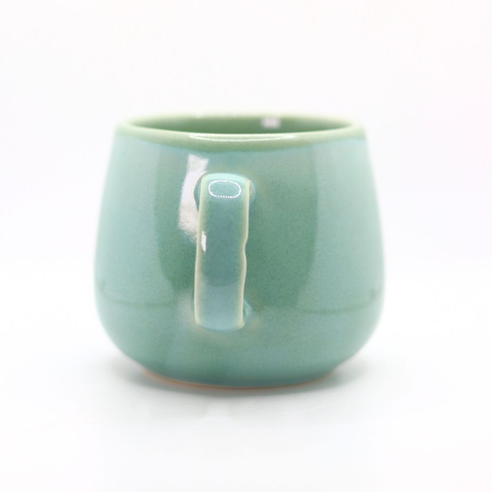 Handcrafted Ceramic Coffee Mug with Elegant Solid Green Design Set of 2