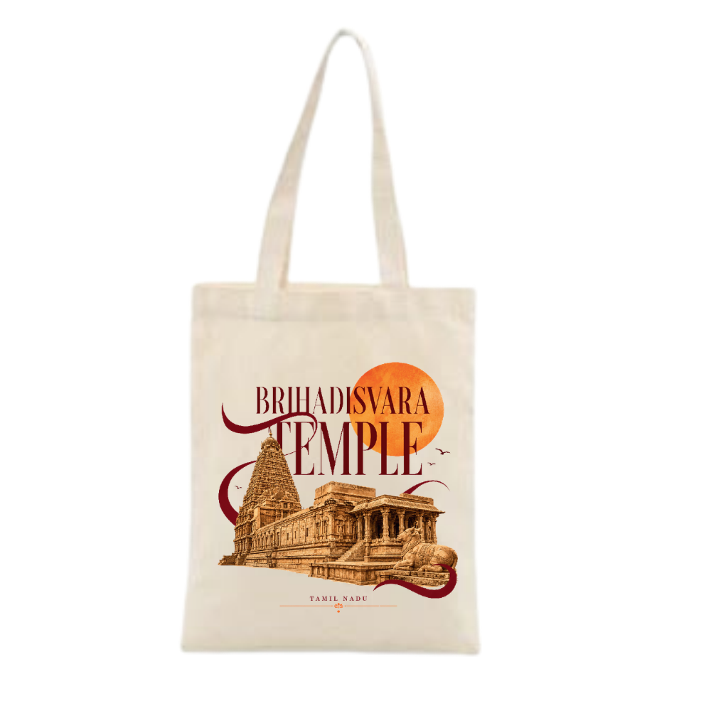Brihadiwara Temple Tamil Nadu Printed Cotton Tote Bag