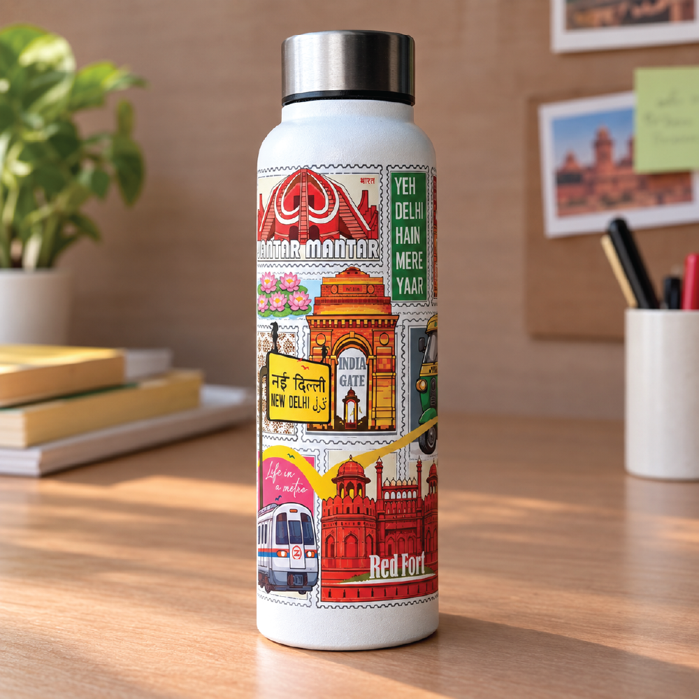 Delhi Heritage Collage Stainless Steel Water Bottle
