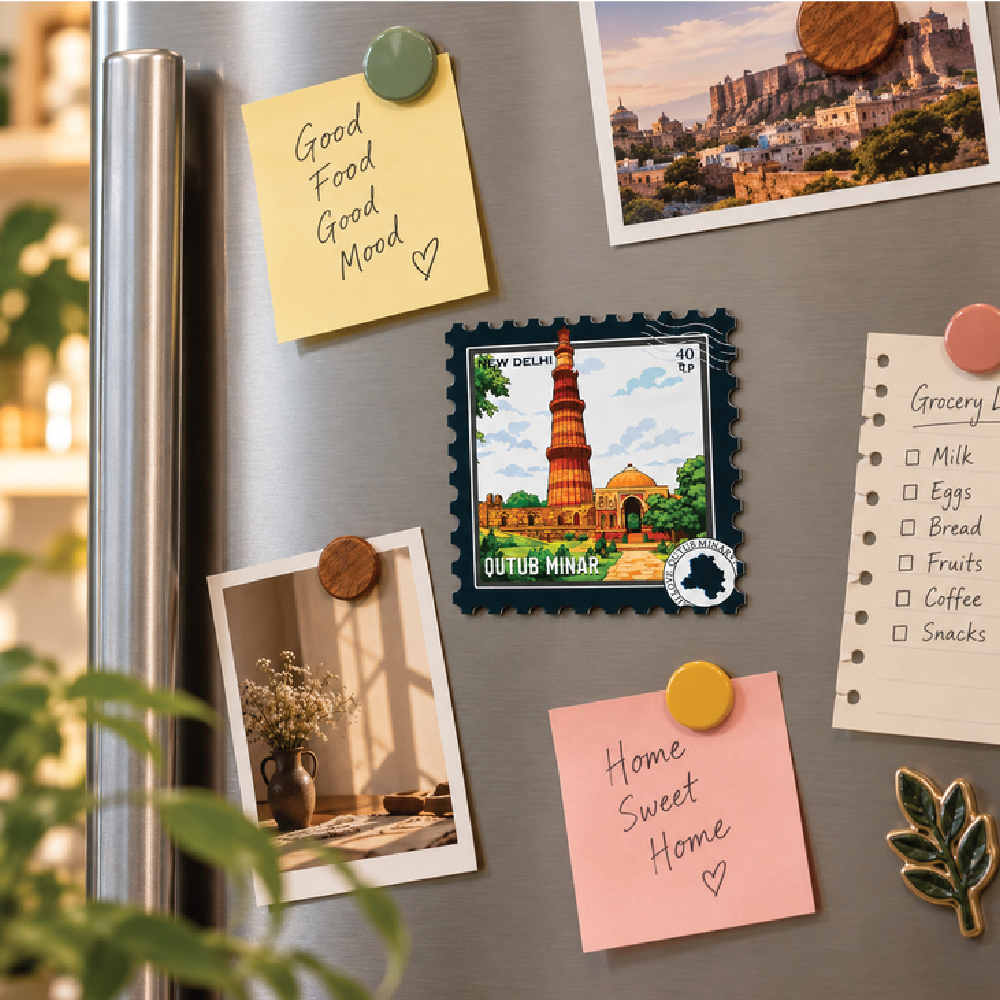 Qutub Minar Delhi Souvenir Stamp Magnet