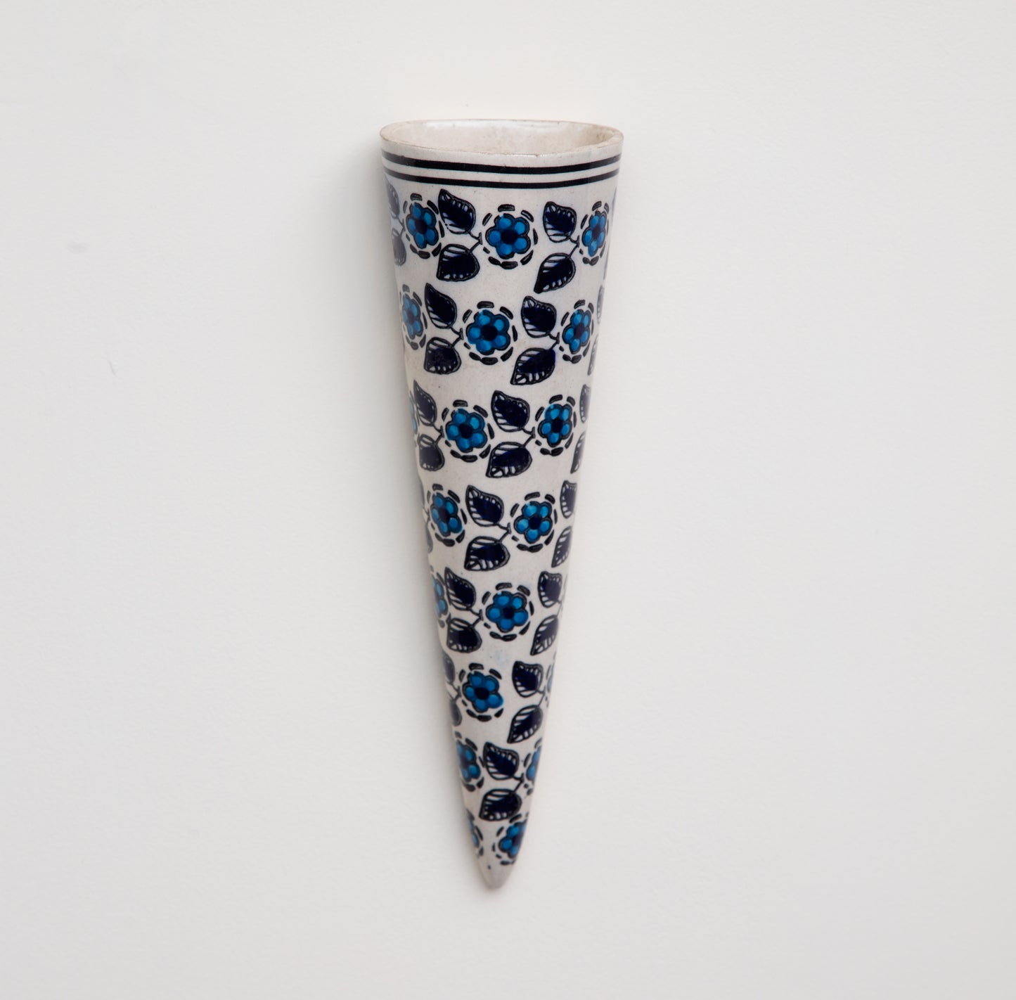 Ceramic Cone Wall Hanging or Mounting Decorative Vase for Flowers Buds and Twigs