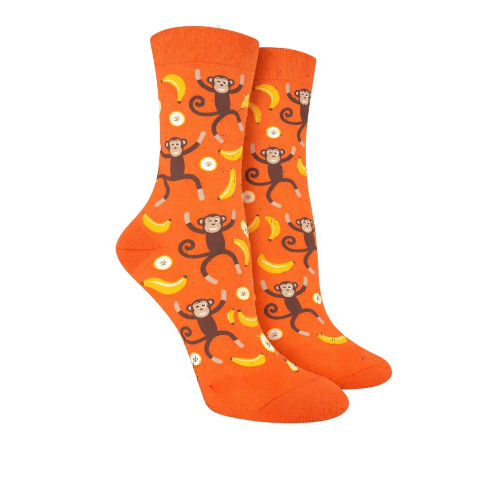 Monkey Print Crew Socks – Funky Orange Statement Socks
