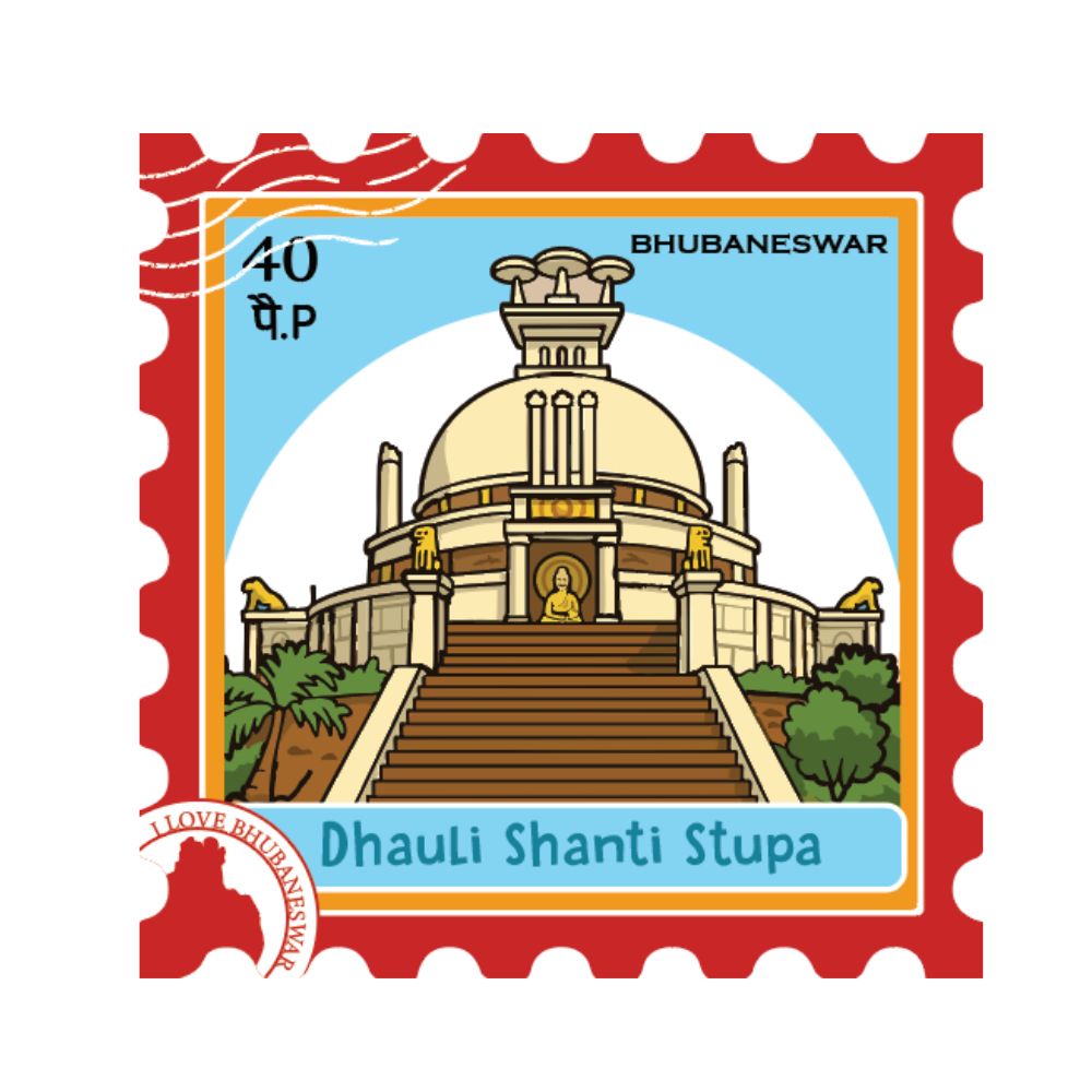 Dhauli Shanti Stupa Bhubaneswar Souvenir Stamp Fridge Magnet