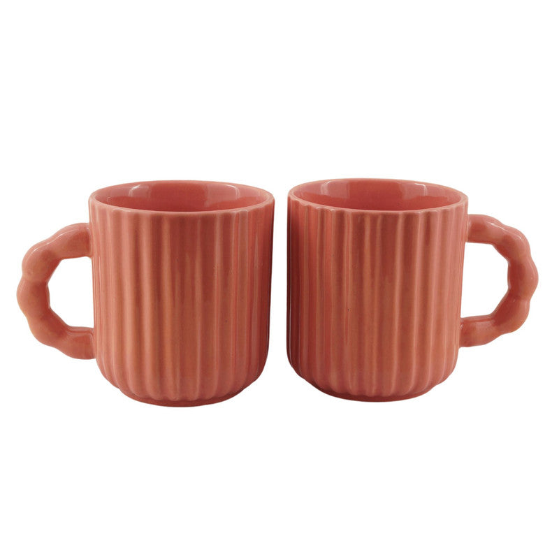 Pink Elegance: Ceramic Coffee Mug Duo for Two (Set of 2)