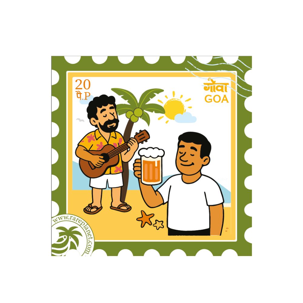Vintage Goa Postage Stamp Fridge Magnet