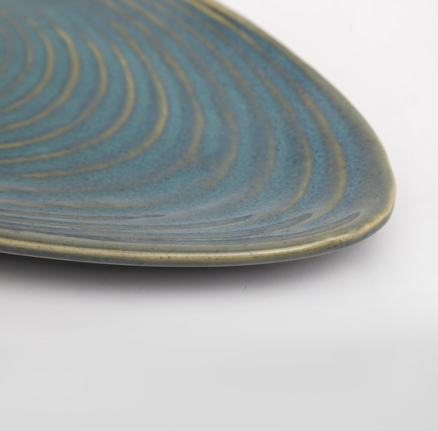 Almond Shaped Green Ceramic Serving Platter