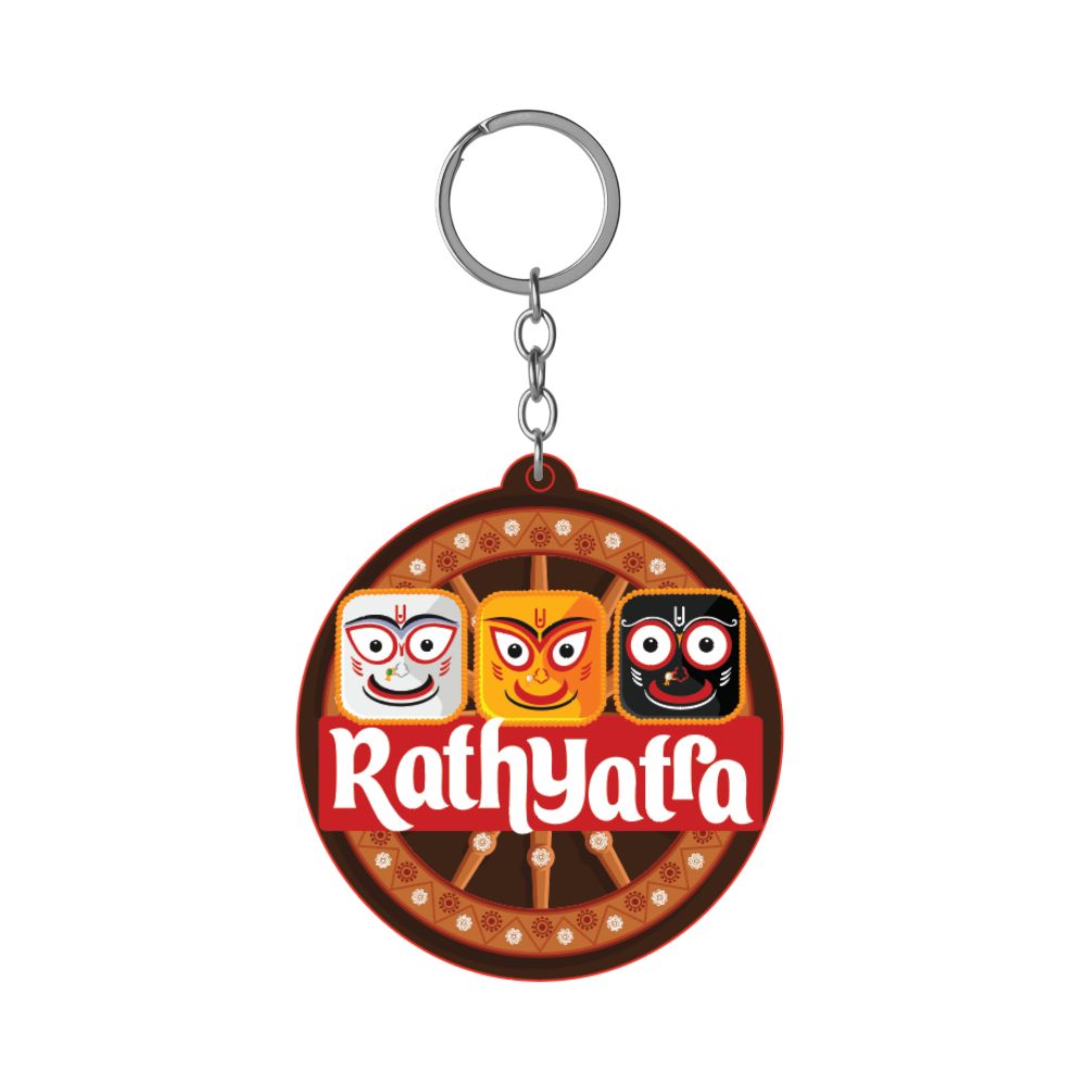Rath Yatra Puri Jagannath Wooden Design Keychain