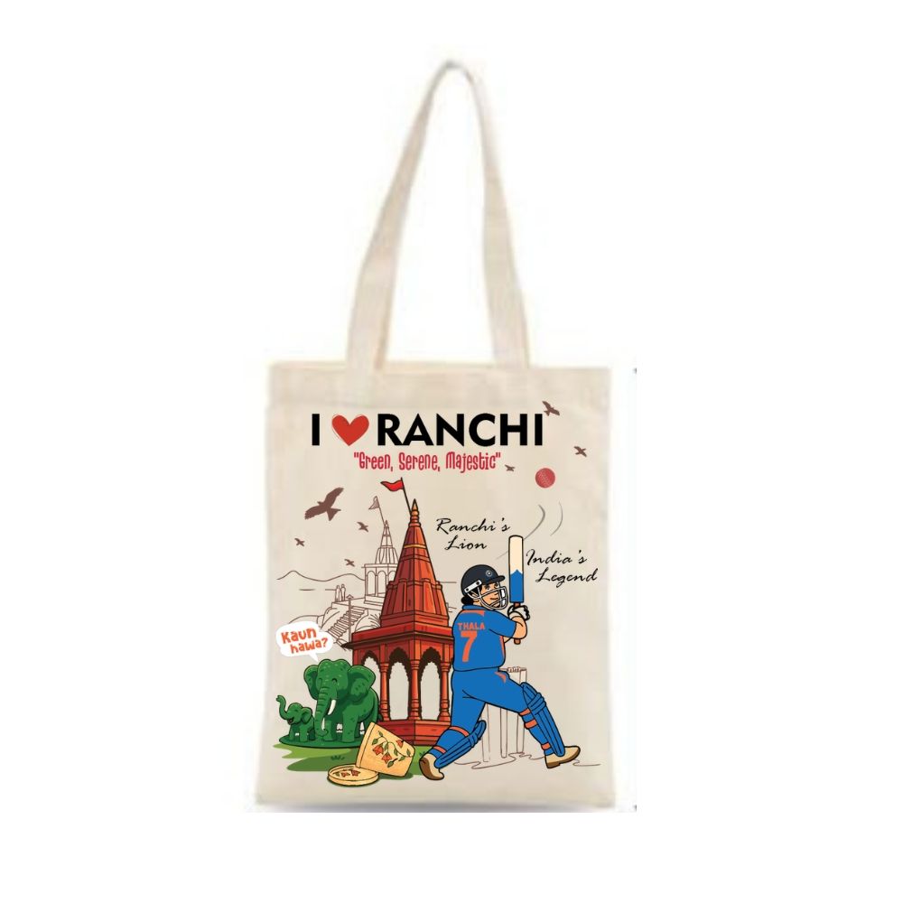 I Love Ranchi Printed Cotton Tote Bag Souvenir Gift
