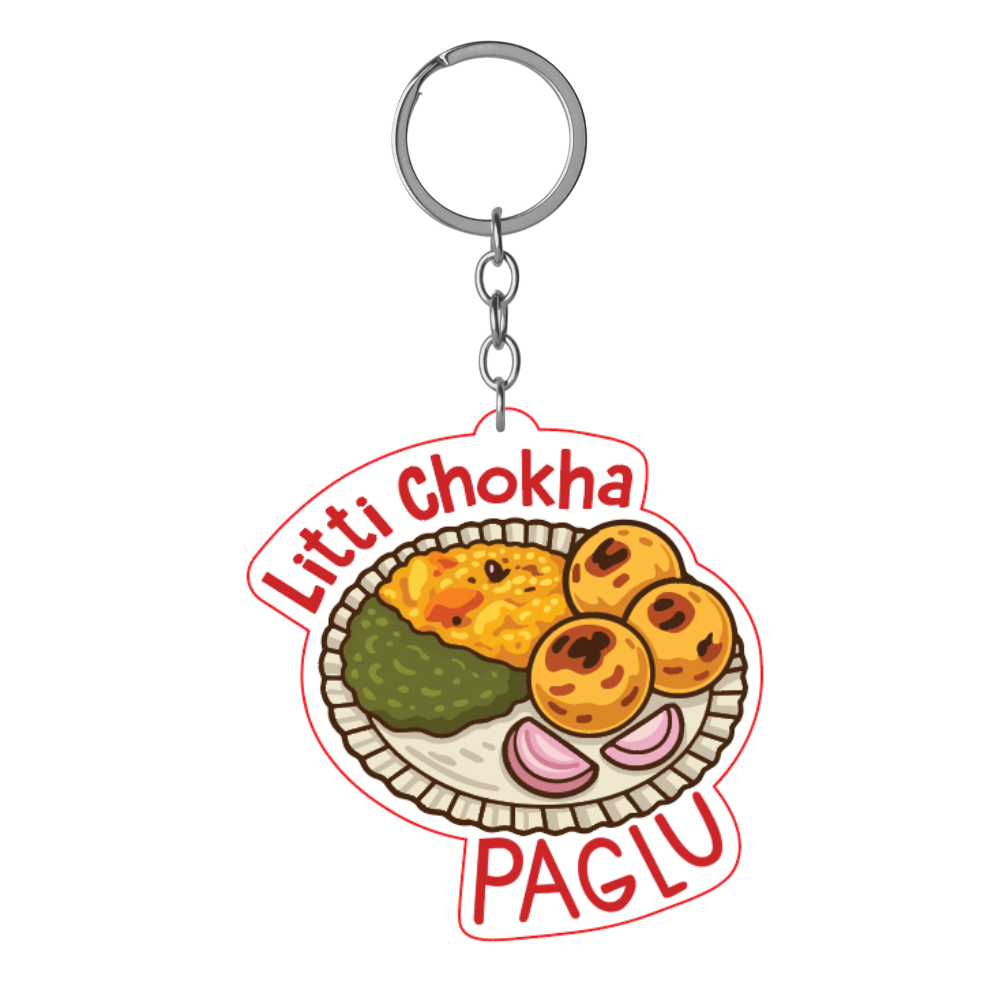 Litti Chokha Keychain – Bihar Street Food Souvenir