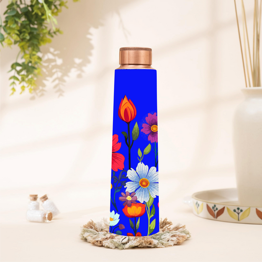 Copper Water Bottle – Floral Print Design 1L
