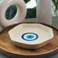 Handcrafted Ceramic Plate with Blue Circle Design