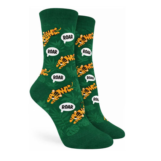 Tiger Print Crew Socks – Roar Green Statement Socks