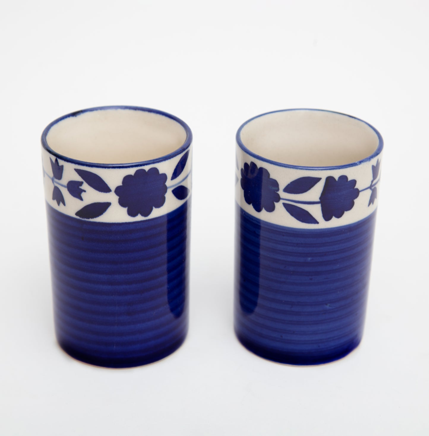200ml Handcrafted Mughal Design Water Ceramic Glass (Set of Two)