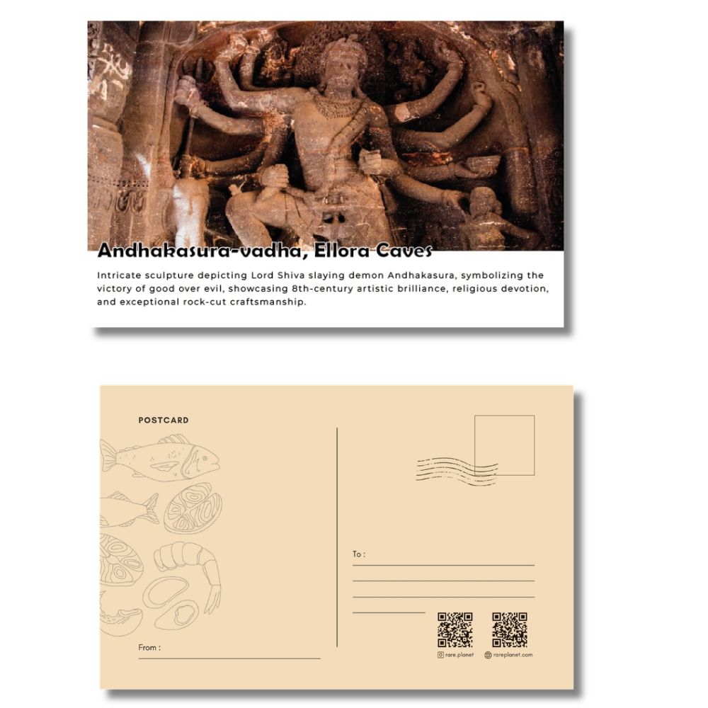 Ellora Caves Andhakasura Vadha Heritage Travel Souvenir Postcard