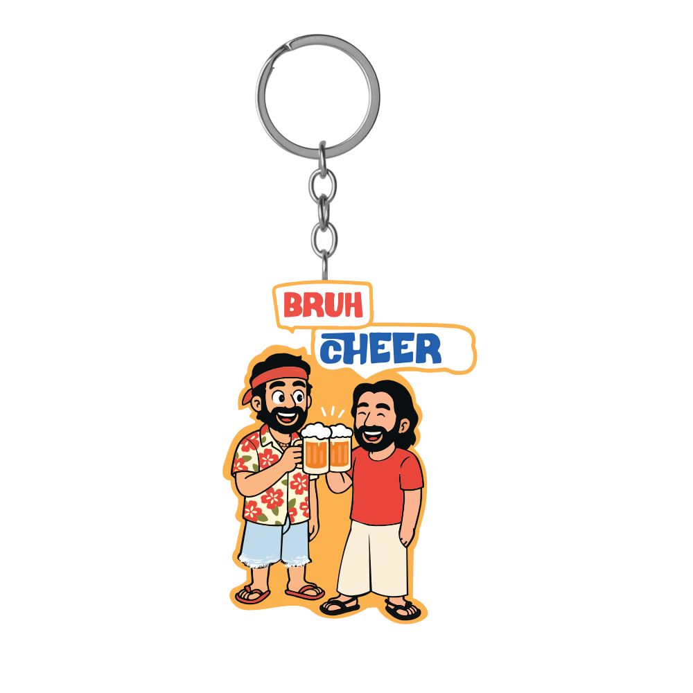 Bruh Cheer Cartoon Beer Keychain