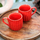 Handcrafted Ceramic Coffee Mug with Vibrant Red Textured Design Set of 2