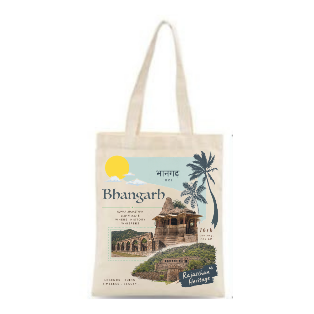 Bhangarh Fort Rajasthan Heritage Printed Canvas Tote Bag