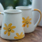 Handcrafted Ceramic Mugs with Yellow Flower Design, Set of 2