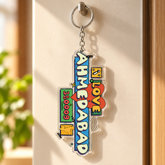 I Love Ahmedabad Acrylic Keychain Souvenir