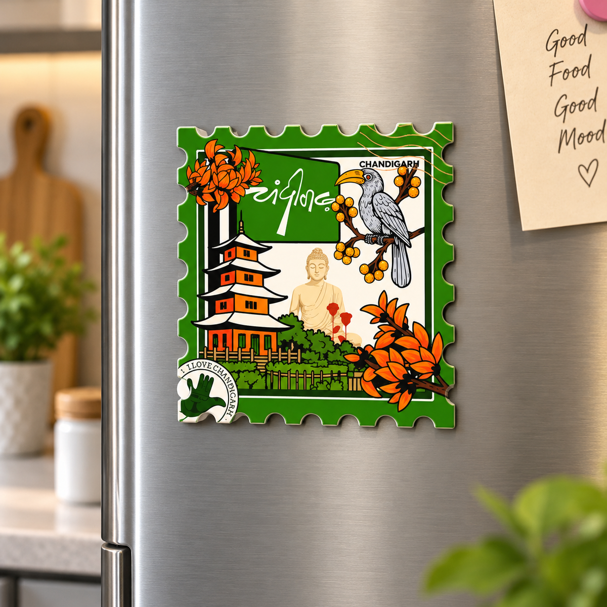 Chandigarh Heritage Stamp Design Souvenir Fridge Magnet