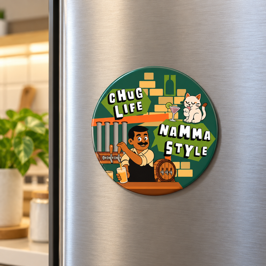 Chug Life Namma Style Bengaluru Souvenir Fridge Magnet
