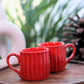 Handcrafted Ceramic Coffee Mug with Vibrant Red Textured Design Set of 2