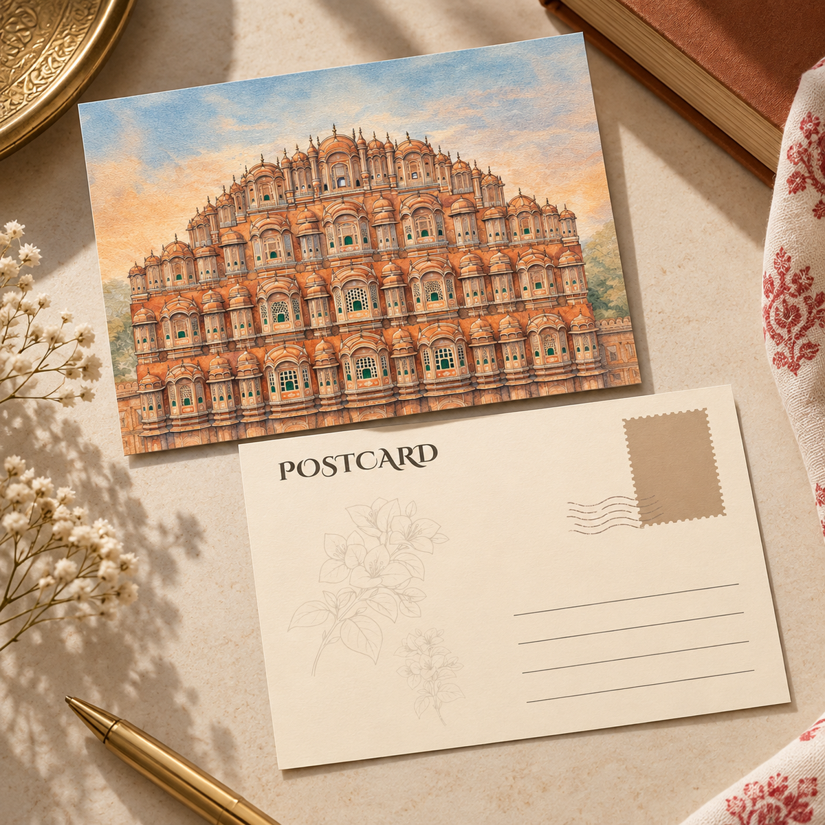 Jaipur Hawa Mahal Postcard – Rajasthan Travel Souvenir