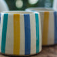 Handcrafted Ceramic Mugs with Colorful Stripes, Set of 2