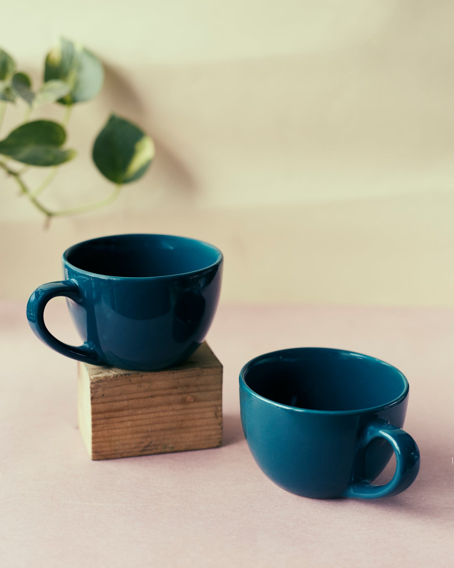 Sapphire Serenity: Ceramic Blue Coffee Cups(Set of 2)