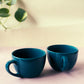 Sapphire Serenity: Ceramic Blue Coffee Cups(Set of 2)