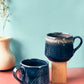 Arctic Navy Duo: Frosty Navy Blue Coffee Mugs ( Set of 2 )