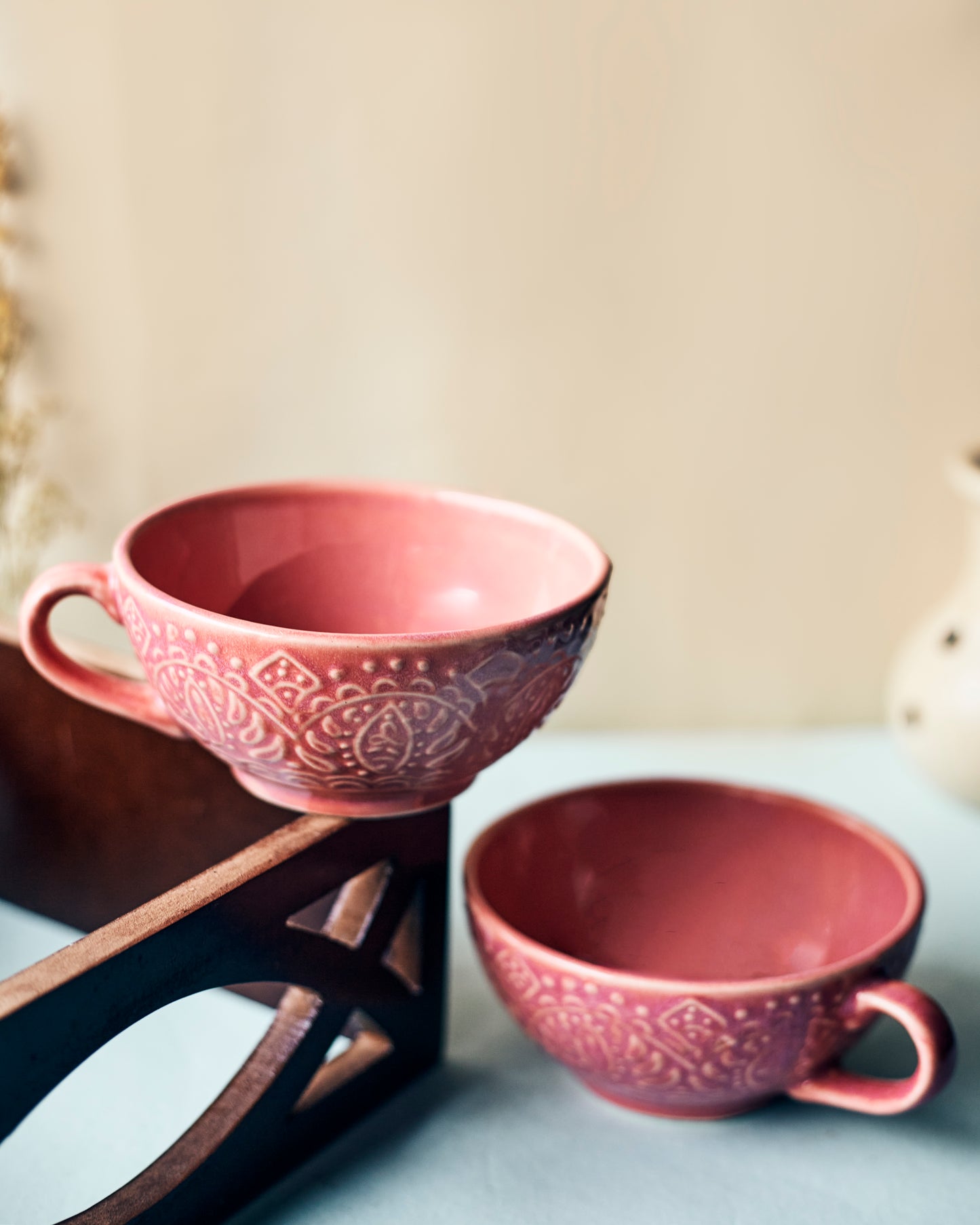Blush Bloom: Pink-Colored Soup Bowls (Set of 2)