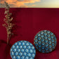 Azure Hexagons: Ceramic Blue Honeycomb Coaster (Set of 2)