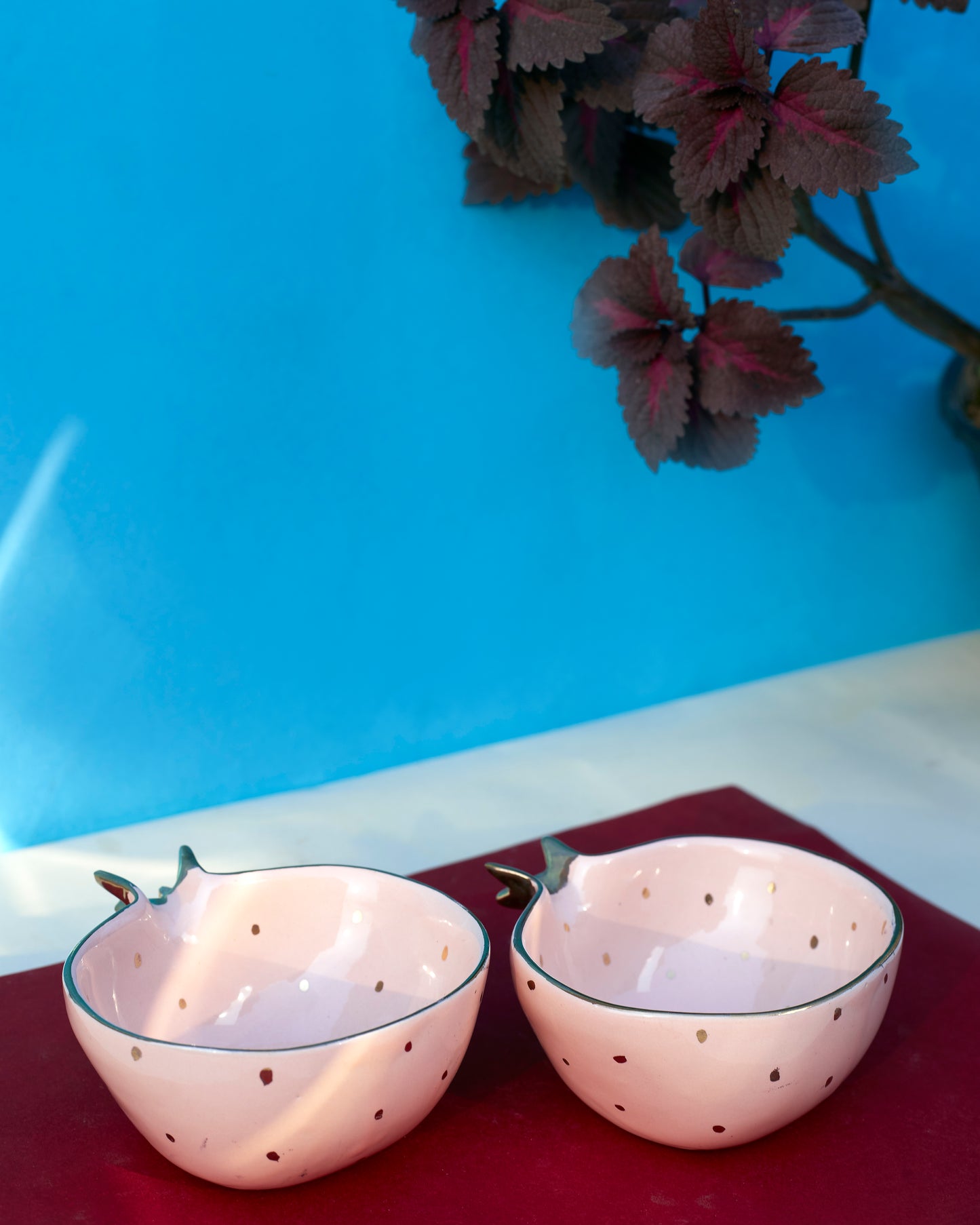 Pink Petals: Set of Pomegranate-Shaped Bowls, A Charming Fusion of Elegance and Whimsy