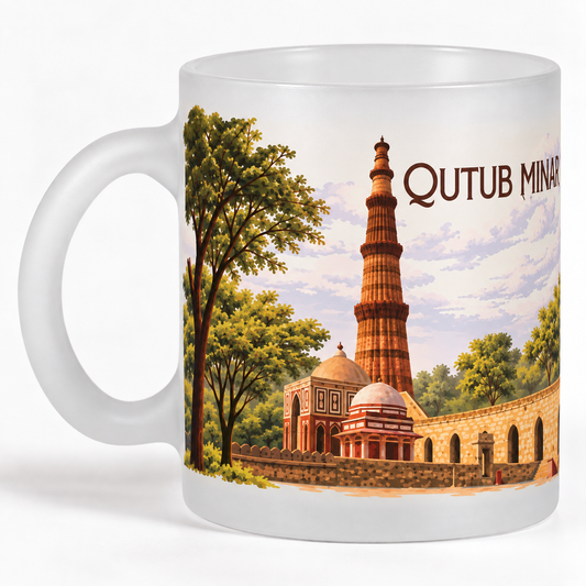 Qutub Minar Frosted Mug – Delhi Souvenir Coffee Cup