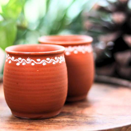 Handcrafted Terracotta Kulhad Cups - Traditional Clay Tea Set of 2
