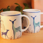 Handcrafted Ceramic Coffee Mug Set of 2 with Deer Design