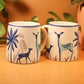 Handcrafted Ceramic Coffee Mug Set of 2 with Deer Design