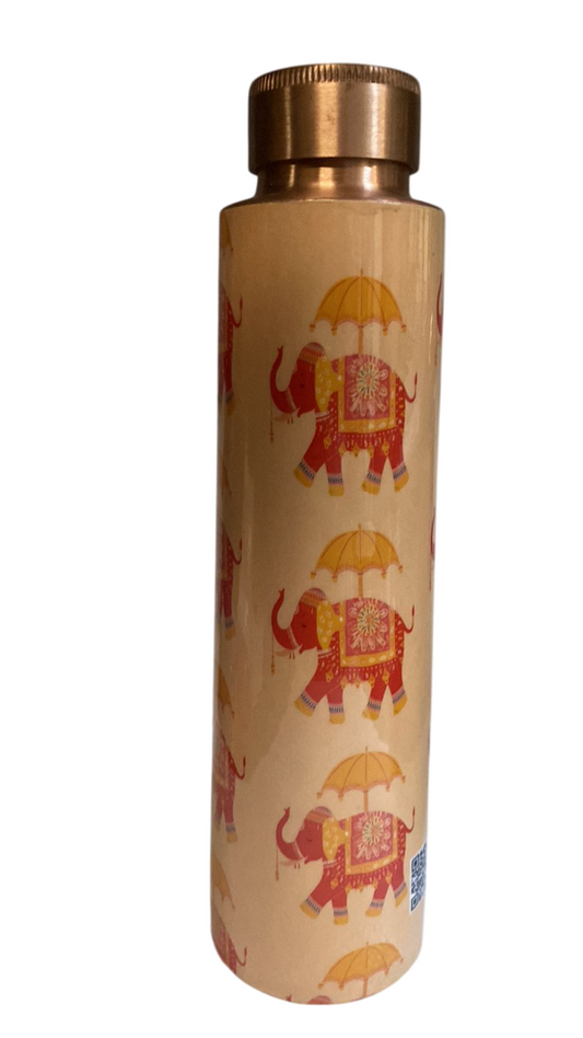 Copper Water Bottle with Elephant Print 1L