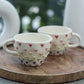 Handcrafted Ceramic Mugs with Multicolor Heart Design, Set of 2