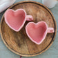 Handcrafted Pink Heart-Shaped Ceramic Mugs, Set of 2