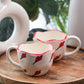 Handcrafted Ceramic Mugs with Red Tulip Design, Set of 2