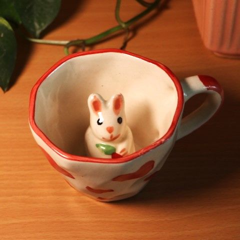 Cute Ceramic Bunny Design Coffee Mug – Set of 2