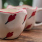 Handcrafted Ceramic Mugs with Red Tulip Design, Set of 2